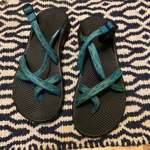 Chaco Teal and Black Sandals